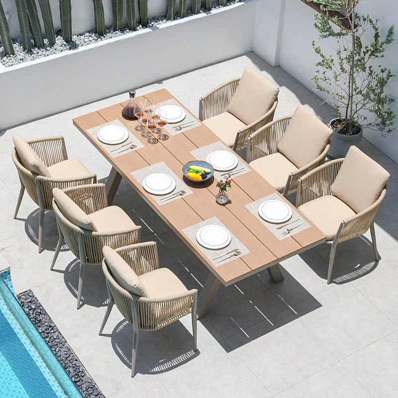 Outdoor Sofa Outdoor Tables And Chairs Courtyard, Open-, Garden, Yard, Terrace, Rattan Chair Furniture, Anti-Corrosion Wood Long