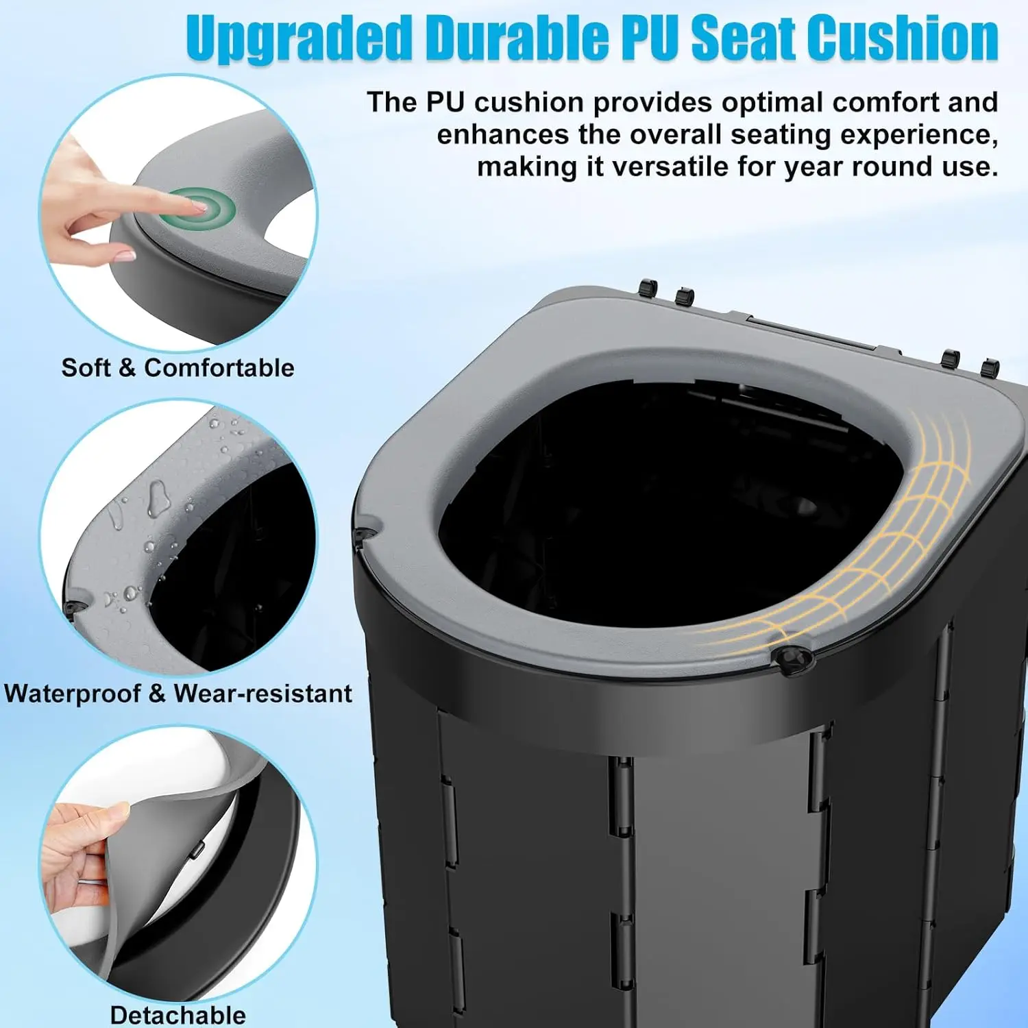 2026 Foldable Camping Travel Potty with Lid & Paper Holder, Upgrade Water Barrier,Compact Lightweight Design,Portable Toiletprom