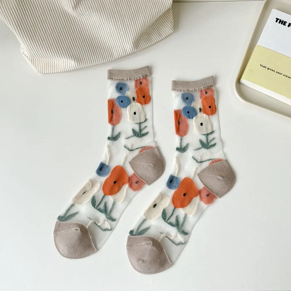 Fashion Socks For Women Summer Breathable Trendy Casual Socks Cute Fashion Korean Style Transparent Lace Sweet Socks image 6