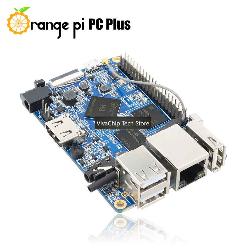 VivaChip TechOrange Pi PC Plus 1GB RAM DDR3 8GB EMMC Flash+Transparent White Case 2pcs Sets Single Board Computer