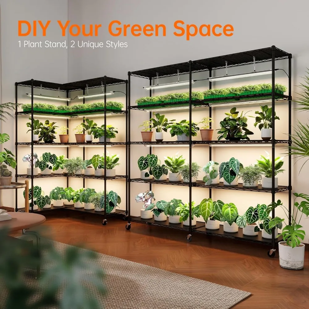 دفيئة داخلية مع أضواء LED للنمو، رف نباتي كبير، أضواء طيف T8 مكونة من 8 قطع، غطاء دفيئة صغير