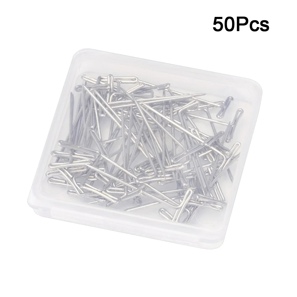 

50Pcs Stainless Steel T-Pins 27mm Durable Metal Pins for Sewing Blocking Crafts Display Boards Hair Styling