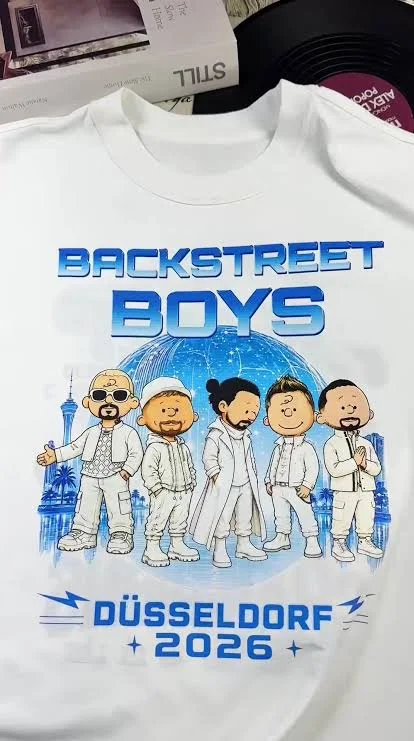 2026 Backstreet Boys Enter Millennium 2026 Dusseldorf Tour Double Sided Printed Pattern T-shirt Short Sleeve Concert Street Top