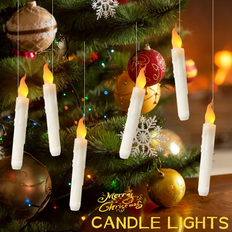 Floating Candles with Wand 12 PCs Magic Hanging Candles Flickering Flameless Floating LED Candle Battery Warm Light Decoration