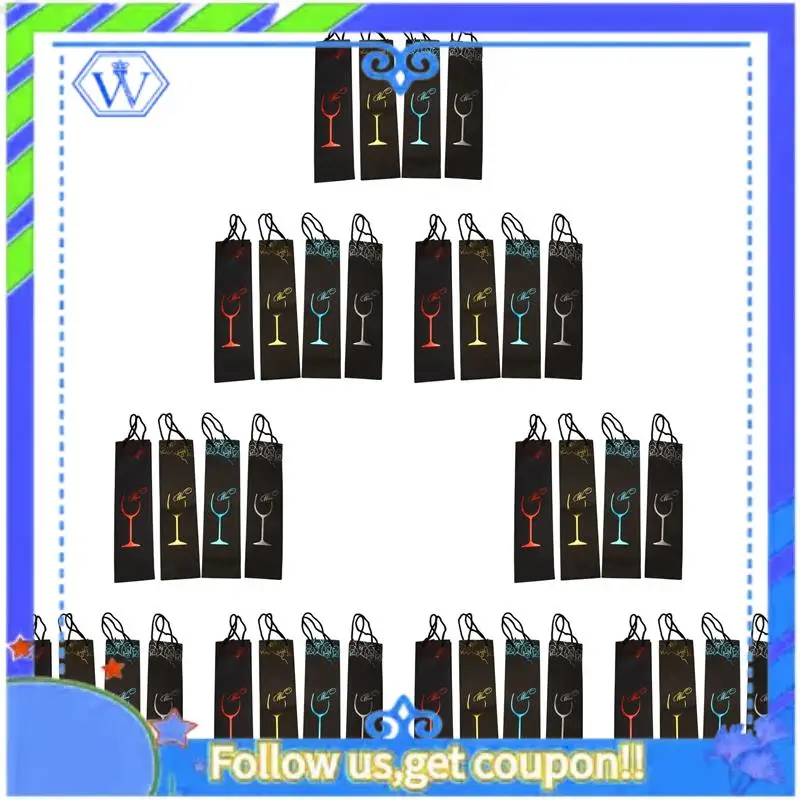 

A55P-36Pcs Kraft Paper Wine Bags Gift Bag Red Wine Gift Bags Single Bottle Tote Wine Hand Bag Carry Bag Organizer Bags