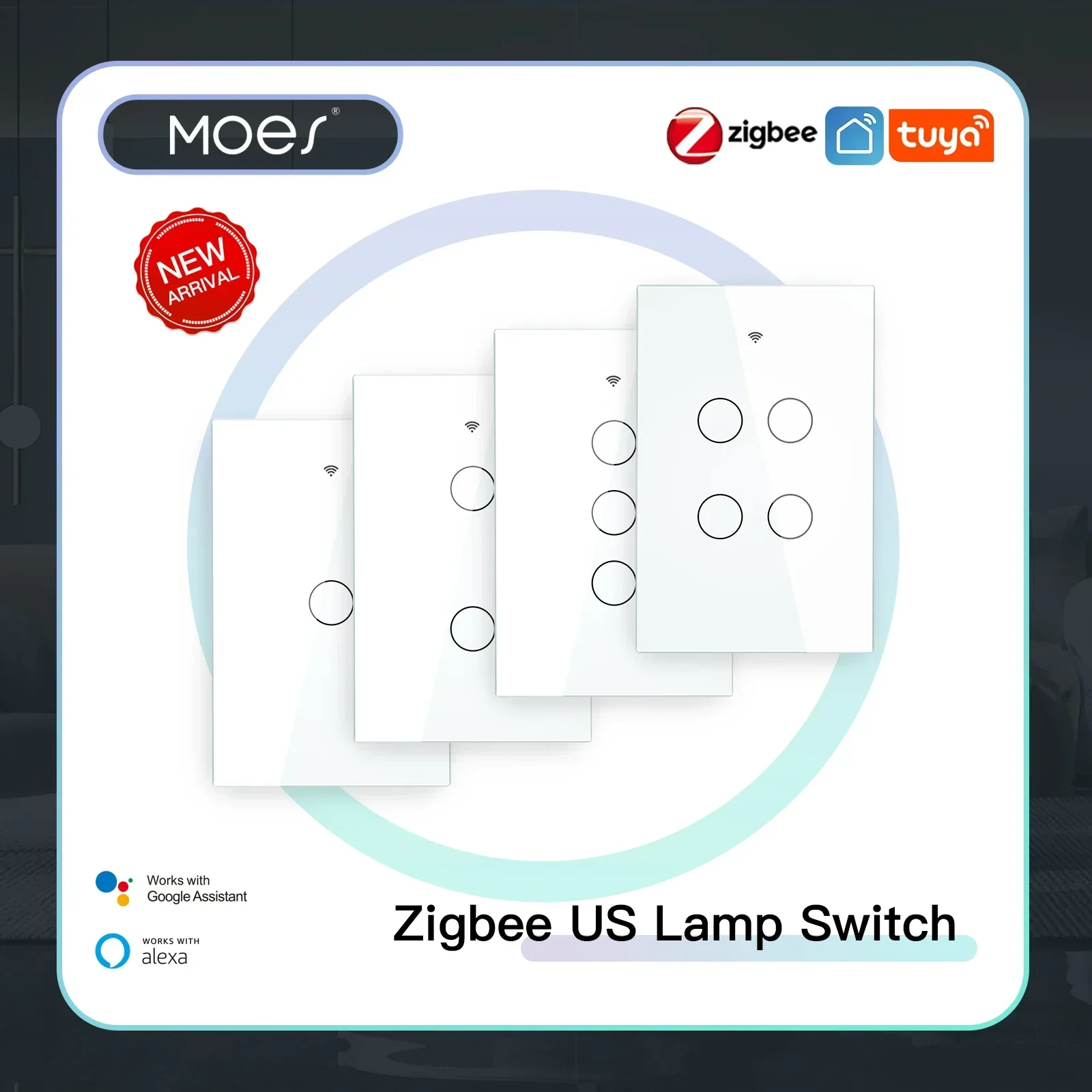 MOES ZigBee Touch Smart Light Switch With Neutral/No Neutral , US Wall Switch No Capacitor Smart Life/Tuya Works with Alexa US