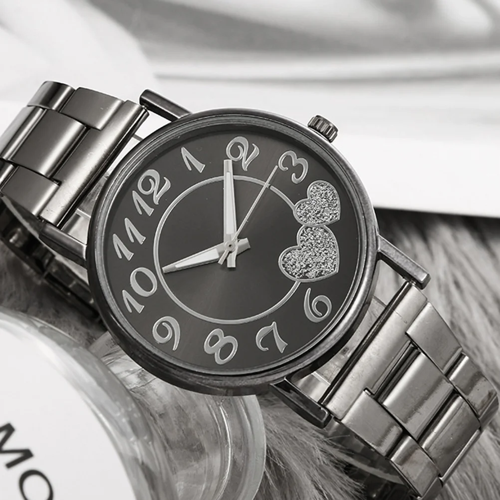 ساعة نسائية أنيقة على شكل قلب بحزام من الفولاذ المقاوم للصدأ وساعة كوارتز عصرية لحفلات المكتب والارتداء اليومي وساعة للسيدات #5