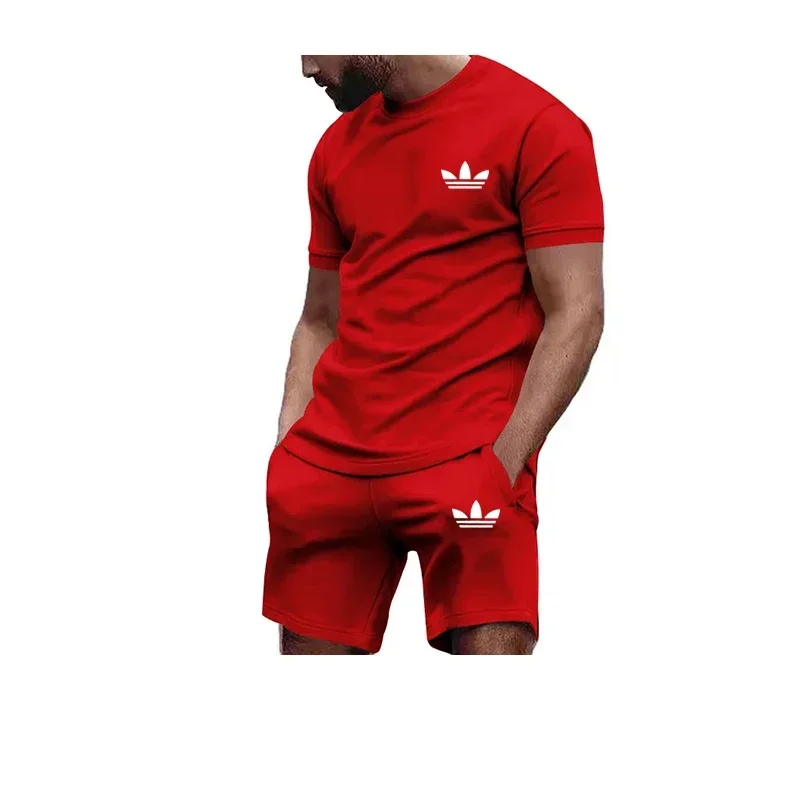 Sports fitness running casual quick drying short sleeve shorts set men 2025 summer sportswear men fashion two-piece set