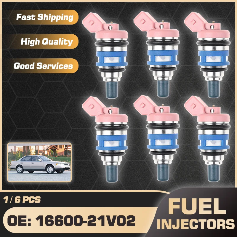 

1/6 Pcs 16600-21V02 6 Cylinders Car Engine Fuel Injector Nozzle For Nissan Maxima J30 MK3 3.0L V6 1989 1990 1991 1992 1660085E00