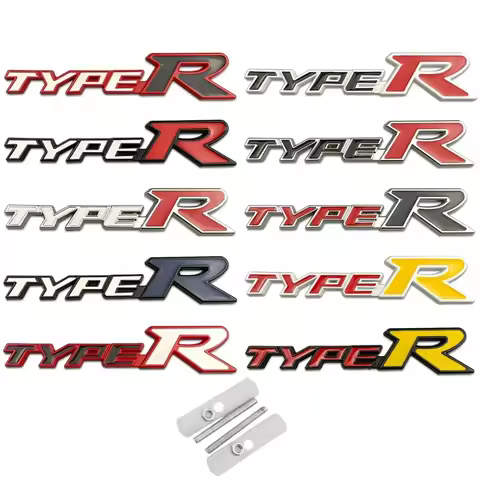 Metal Type R Logo Car Front Grille Emblem Sticker Body Trunk Badge Decal for Honda Civic Vezel CRV Accord Exterior Accessories