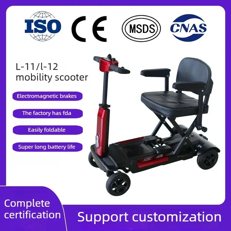 4 Wheel Small Lightweight Lithium Battery Mobile Scooter Adult Electric Scooter Disabled People Electric Folding Commuting Fold