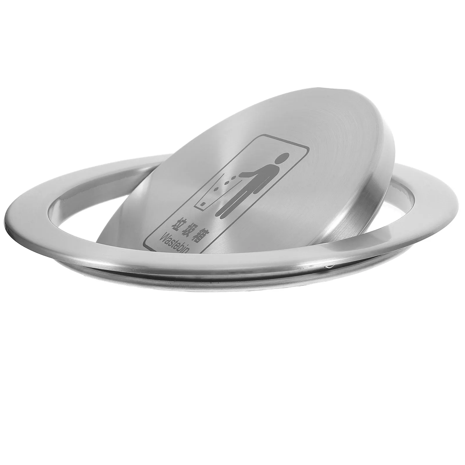 Stainless Steel Swing Flap Trash Lid for Kitchen Bathroom Countertop Embedded Recessed Garbage Can Cover Trash Chute System