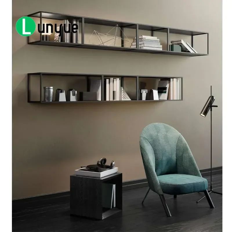 Modern Simple Wrought Iron Wall Shelf Floating Bookshelf Wall Mounted Rack for Bedroom Living Room Home Decor Storage Cabinet