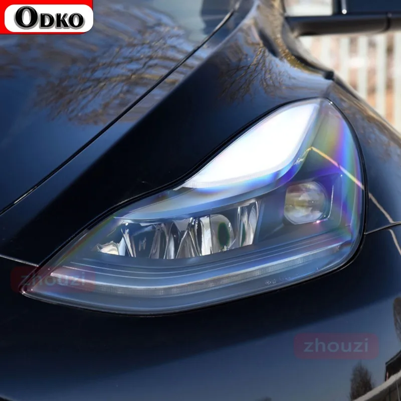 

2 Pcs For Tesla Model 3 X Y S Car Headlight Tint Smoke Black Protective Film Protection Transparent TPU Sticker Accessories