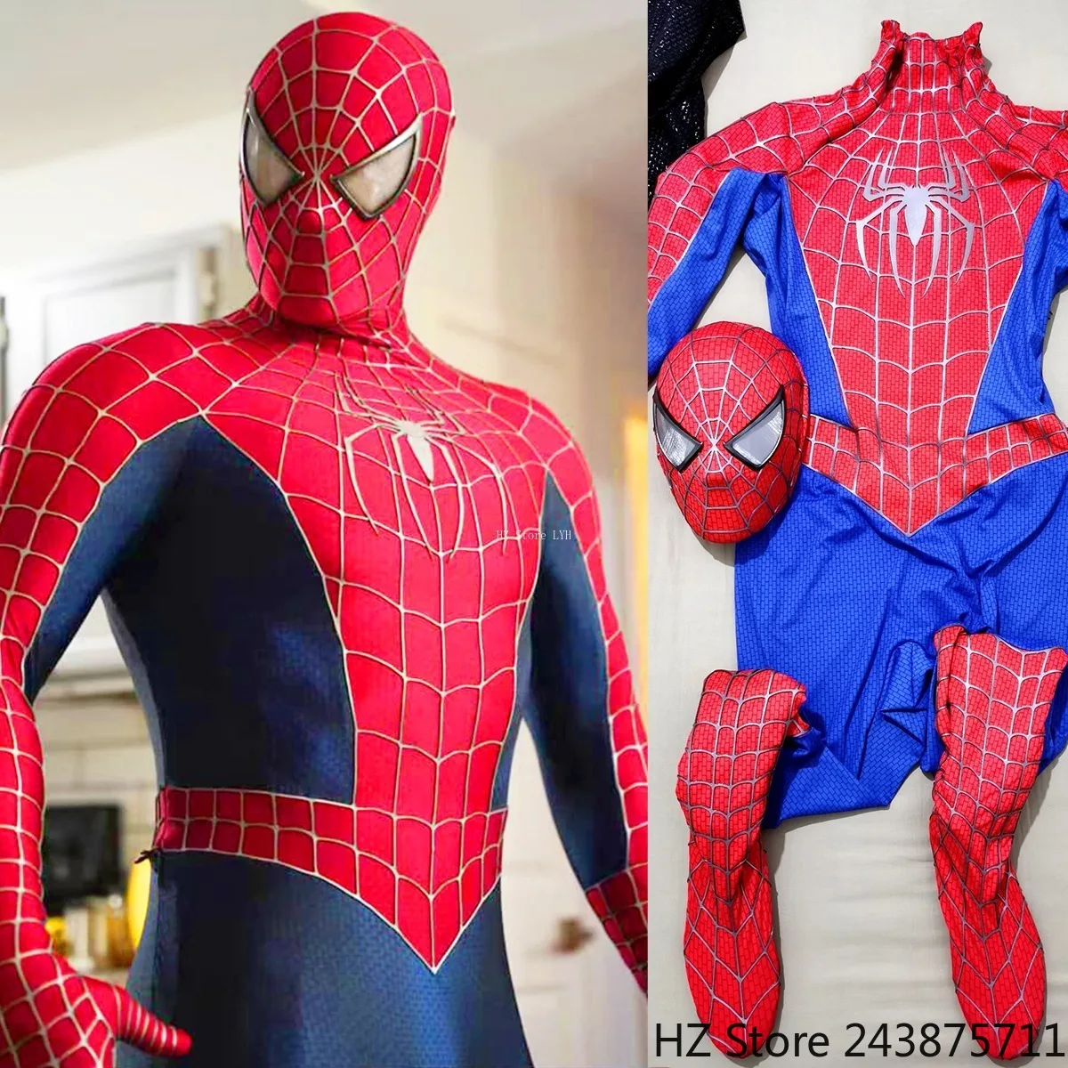 

Classic Tobey Spider-Man Costume 1:1 Wearable 3D Toby Spider-Man Jumpsuit with Mask Webs Handmade Cosplay Suit for Coser Gift