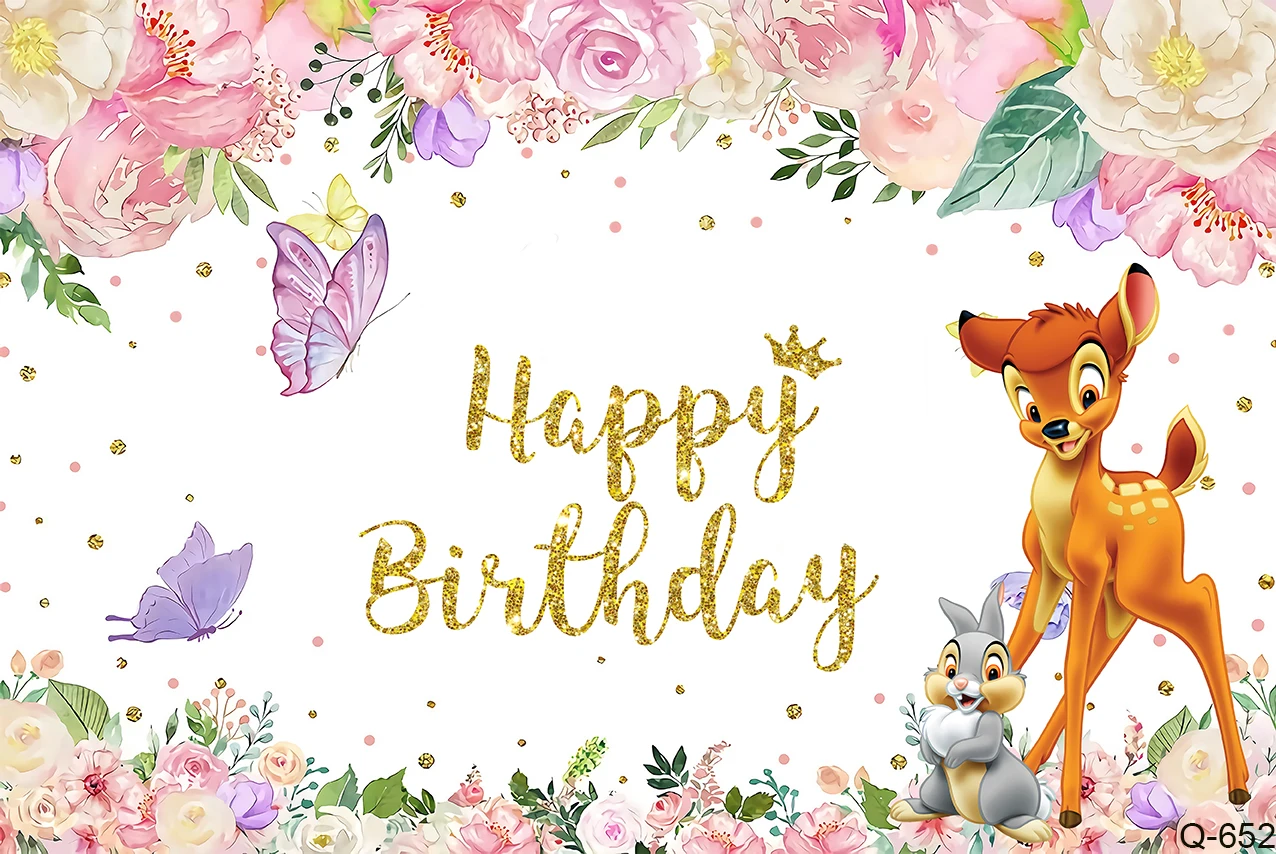 Bambi Deer Backdrop for Birthday Party Spring Photo Backgrounds Bambi Birthday Theme Baby Shower Banner Background Photography