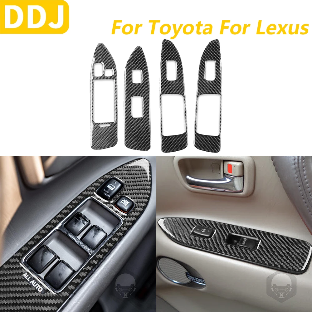 

For Lexus LX470 For Toyota Land Cruiser 2003-2007 Carbon Fiber Window Lift Switch Button Control Panel Car Accessories Sticker