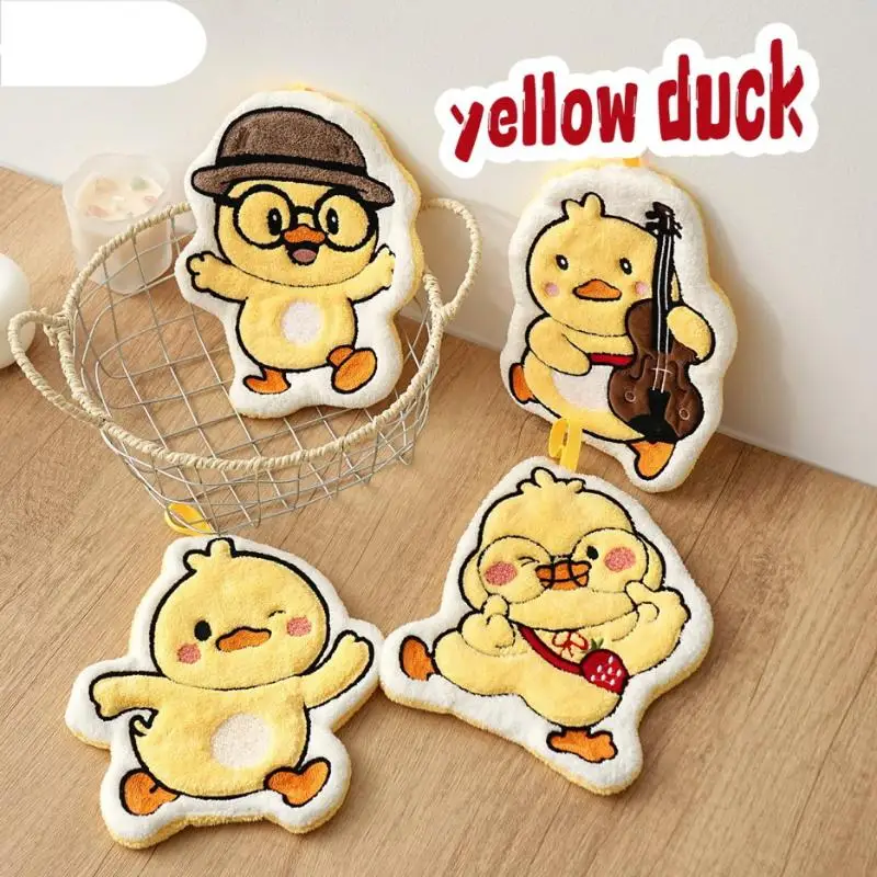 

Hand Towels Cute Duck Hanging Towel Kitchen Bathroom Goose Bathing Ball Soft Absorbent Microfiber Wipe Towel Cartoon Kids Towels