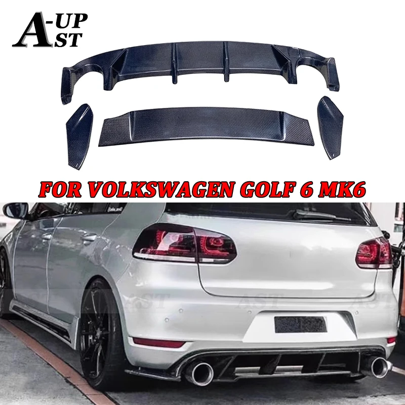 Carbon Fiber Rear Bumper Diffuser Rear Lip FOR Volkswagen VW Golf6 MK6 R20 Splitter Back Lip Body Kits