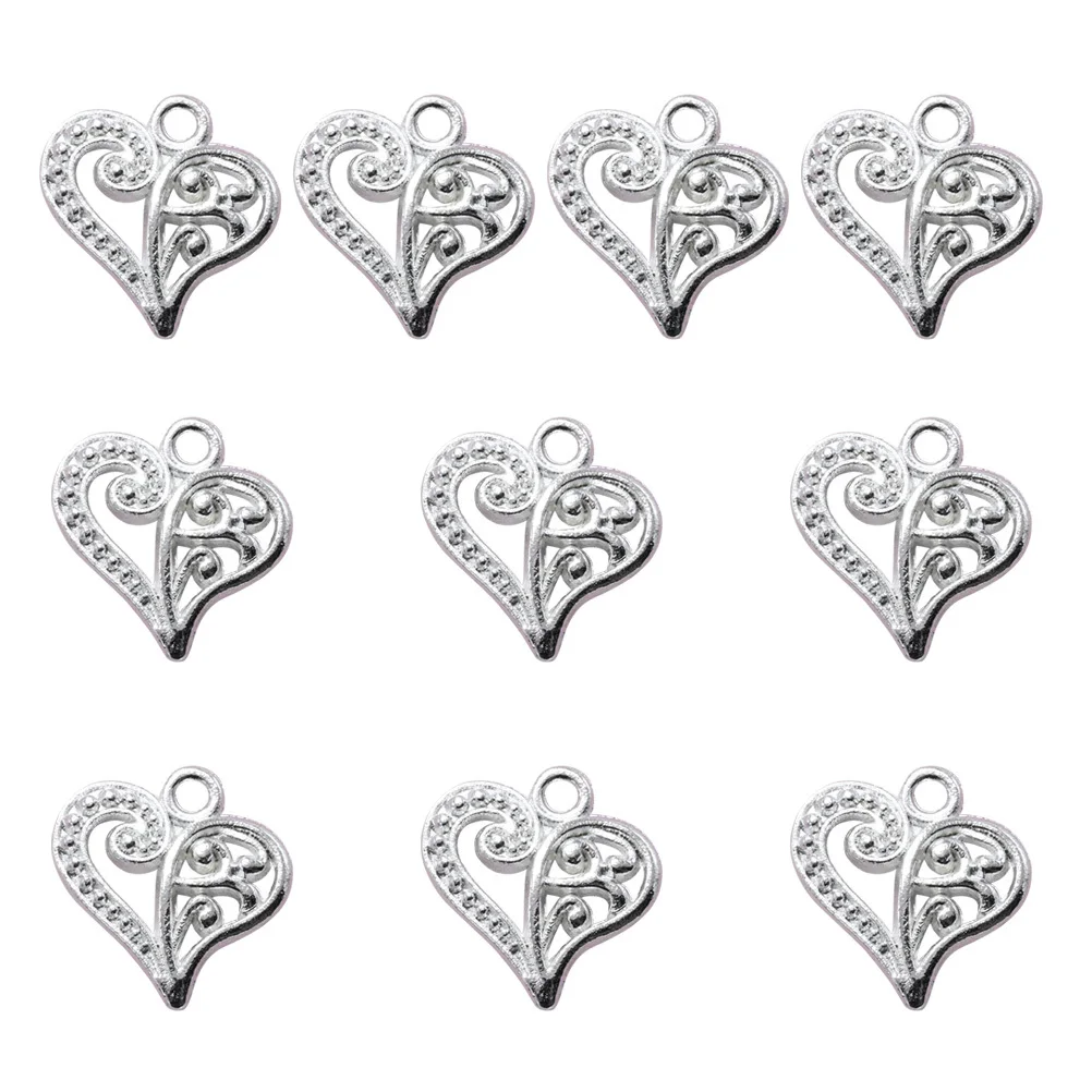 

10pcs Heart Shape Pendant Necklace Alloy Charm for DIY Jewelry Making Crafts Bracelet Earrings Accessories Gift