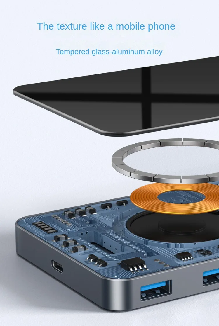 8-in-1 USB C HUB 5Gbps Type C แท่นวางมือถือ15W ระบบชาร์จเร็วไร้สาย tf/ การ์ดรีดเดอร์ SD qc/pd Power Inlet สำหรับโทรศัพท์คอมพิวเตอร์