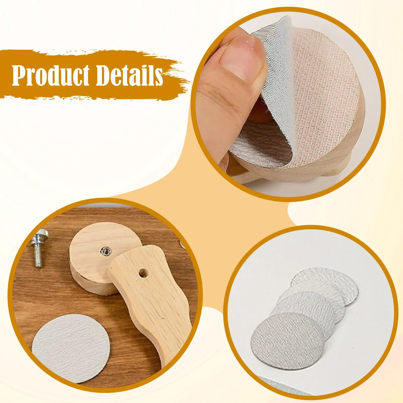 Sander Kit Finger Sander 100/240/400/600 Grit Handicrafts Accessories with Sandpapers Detail Handle Portable Wood Polisher