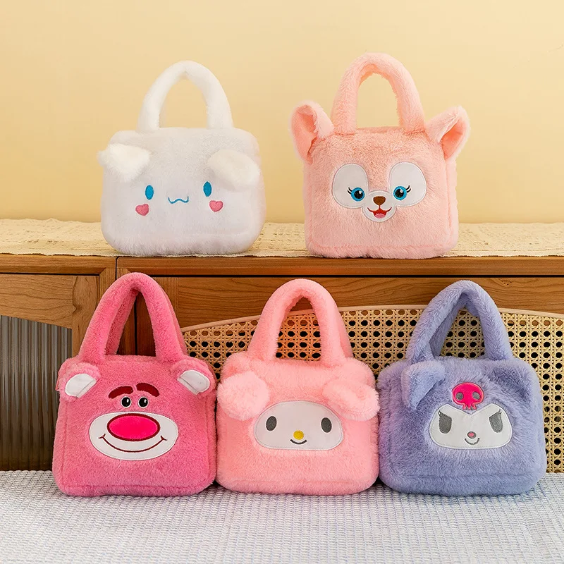 

Miniso Sanrio Animal Plush Toy Accessories Kuromi Handbag Claw Doll Inclined Shoulder Bag Halloween Portable Party Gift Item Bag