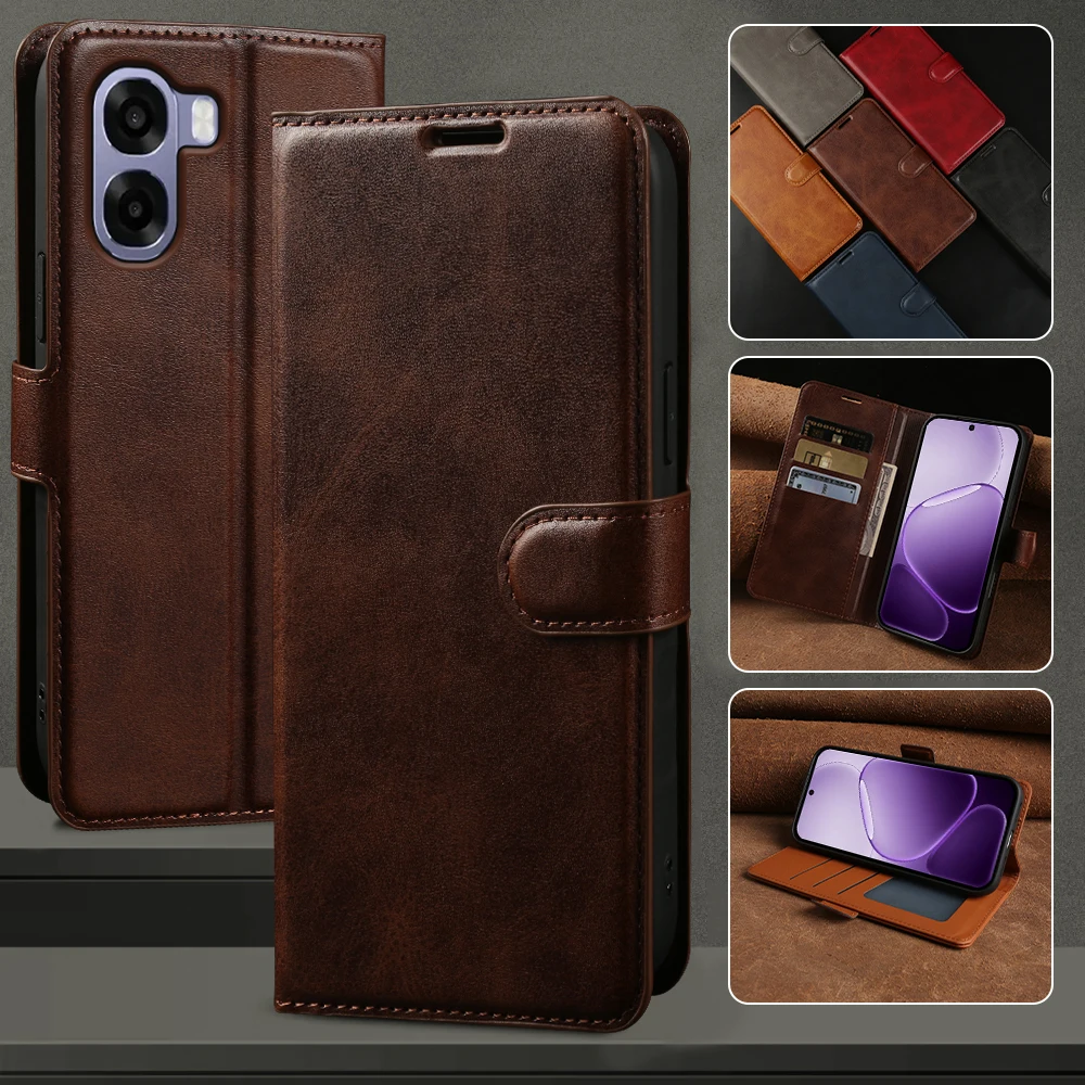 

Retro PU Leather Flip Phone Case For OPPO F31 A6 Pro A6X A6T A6C Reno 15F 15FS 4G 15C 5G Wallet Magnetic Cover Coque Funda Capa