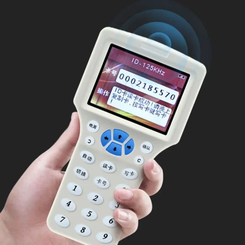 English 10 Frequency RFID Reader Writer Copier Duplicator IC/ID with USB Cable for 125Khz 13.56Mhz Cards LCD Screen Device