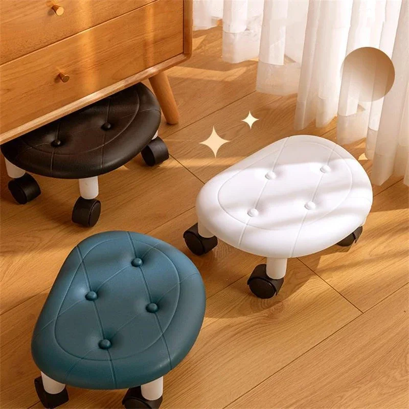 taburete-domestico-para-cambio-de-zapatos-impermeable-de-cuero-duradero-portatil-circular-bajo-con-ruedas-y-cojin-de-esponja-engrosado