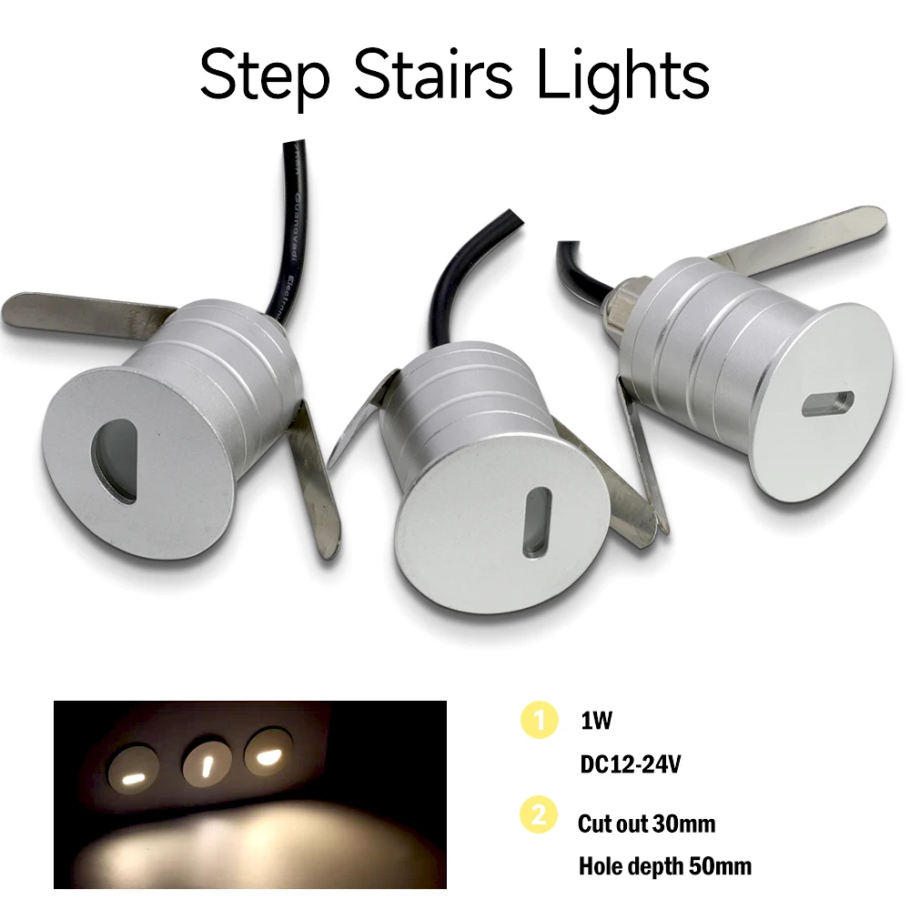 

1W Led Stair Light DC12V-24 Step Lamp Path Corridor Outdoor Garden Lights Waterproof Balcony Light Decoration for Patio Lighting