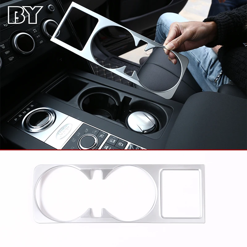 Car Center Console Cup Holder Cover Trim For Land Rover Discovery 5 2017-2020 ABS Matte Chrome Interior Car-styling Accessories