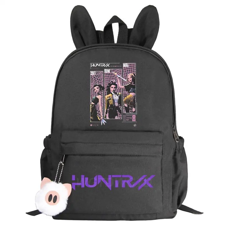 Nuovo zaino con orecchie di coniglio KPop Demon Hunters HUNTR/X Rumi Mira Zoey Stampa Borse da scuola per studenti Ragazzi Ragazza Zaini simpatico cartone animato