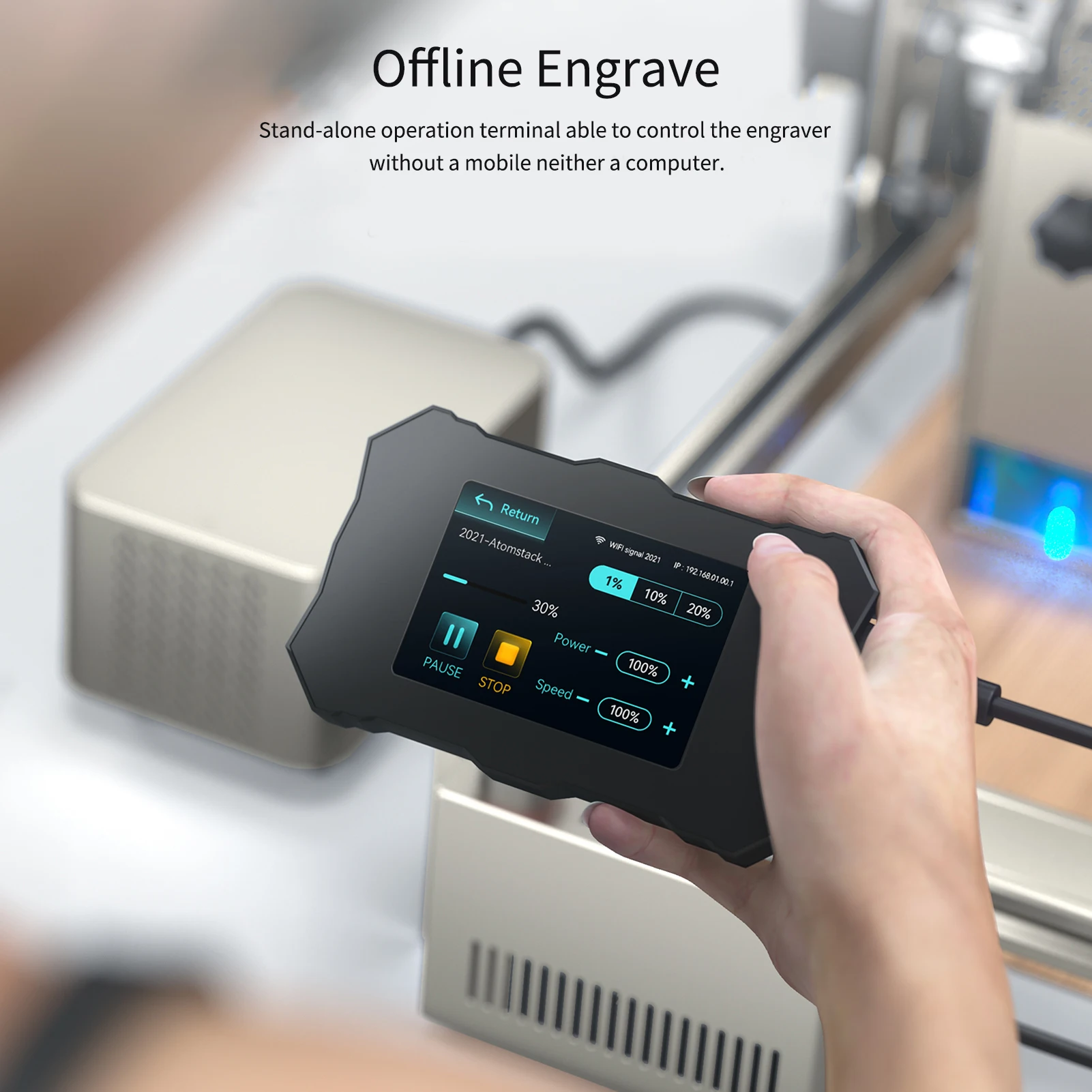 【세일】S20 프로 레이저 조각 및 절단기 20W 레이저 출력 400x400mm 영역 고정 초점 초박형 레이저 에어 어시스트 포함