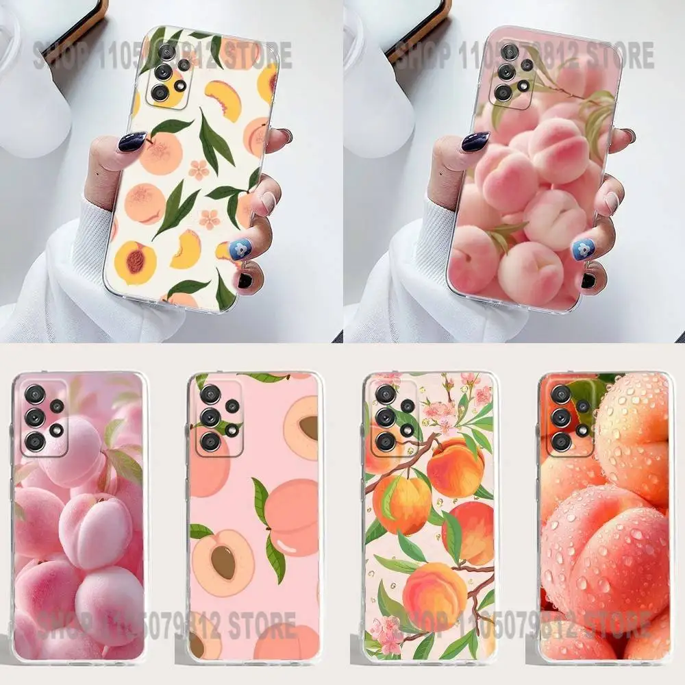 

Kawaii Sweet Peach Adorable Juicy Fruit Phone Case Silicone For Samsung S30,23,21,22,20 FE lite,S10,PIus Note20ultraTransparent