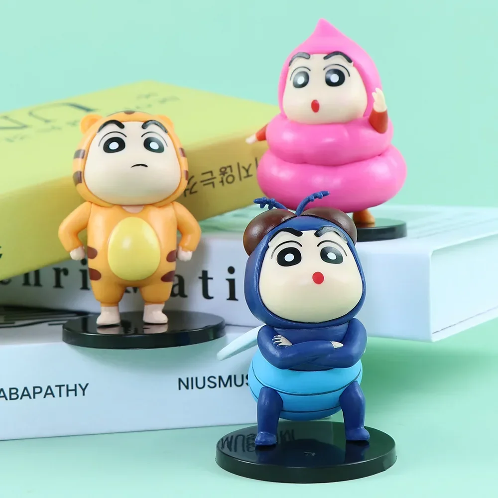 Bandai 6 pièces/ensemble nouveau Crayon Anime shin-chan COS animaux Kawaii Q Version Figure PVC modèle jouets poupée recueillir voiture ornements cadeaux