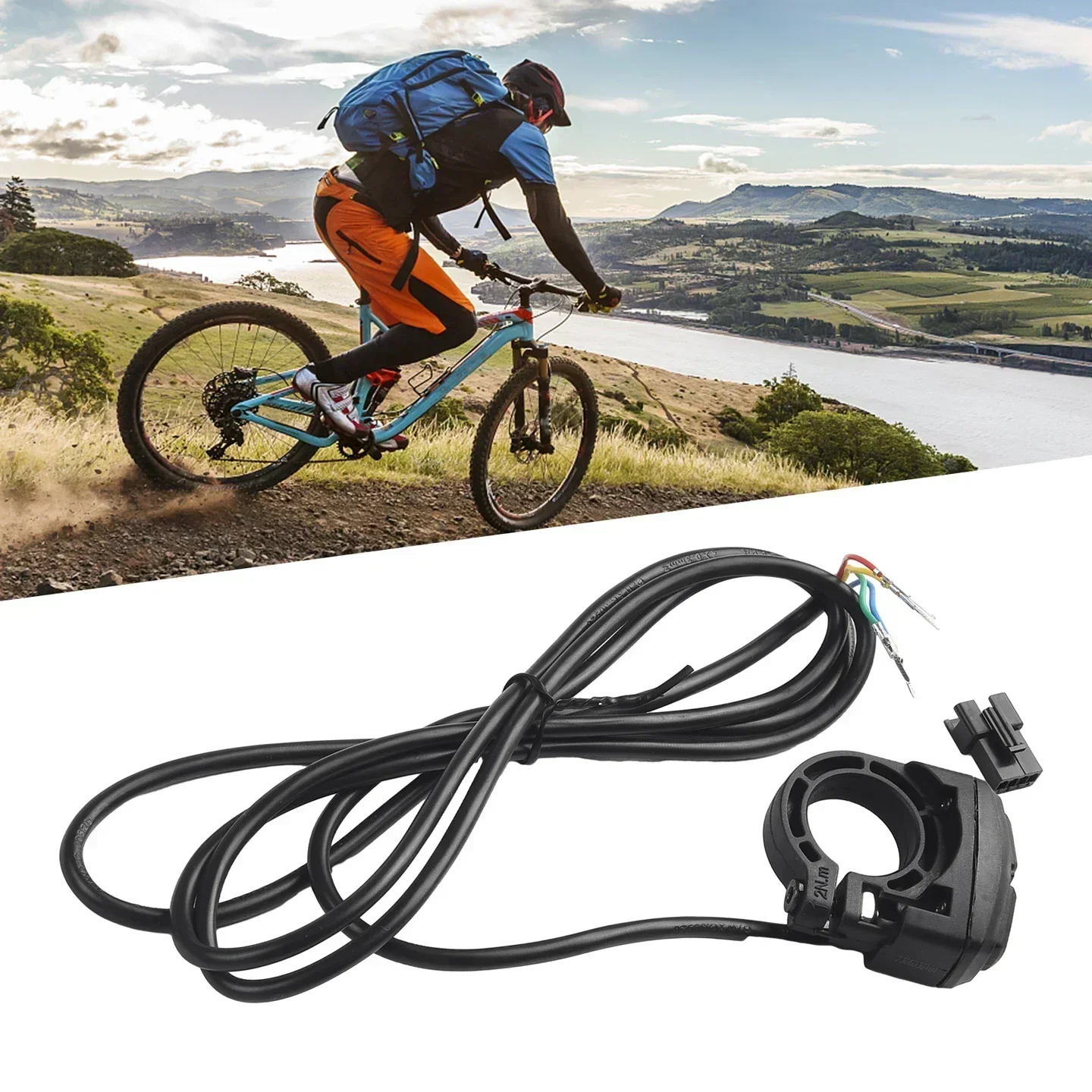 

12V-72V Escooter Scooter Lamp Headlight Horn DK226 2IN1 Switch Ebike 150CM Cable Length Electric Bike Accessories