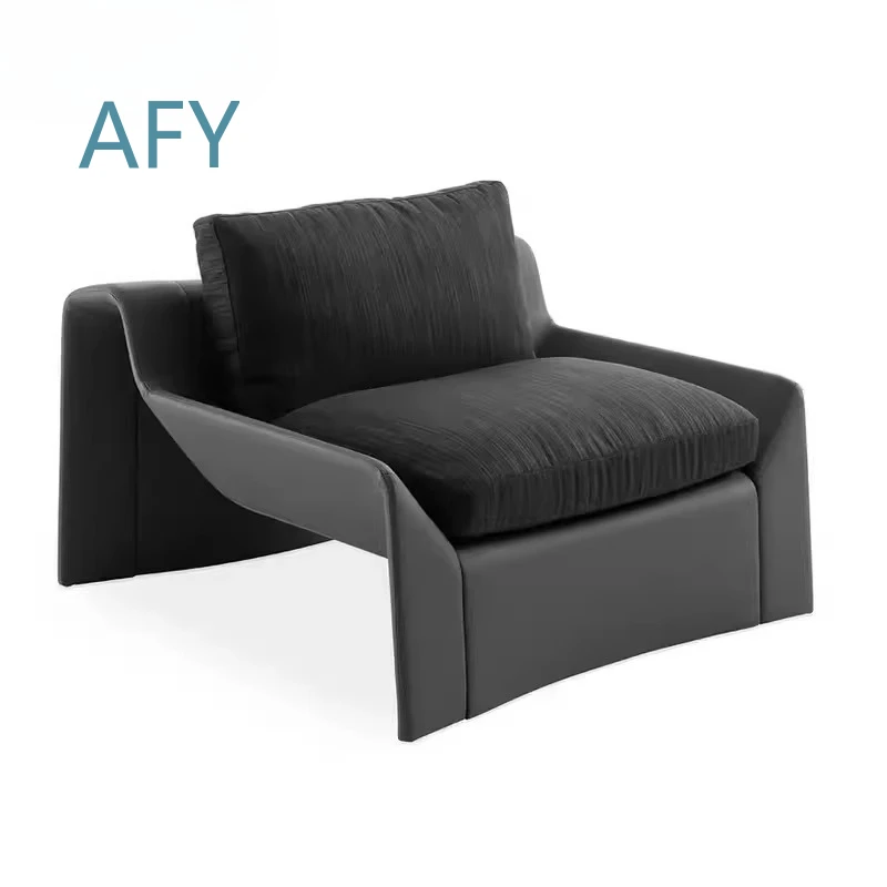 Designer Metal Leather Recliner Chair for Living Room Hotel High-End Reception Area Fabric Soft Bag Multi-Person Leisure