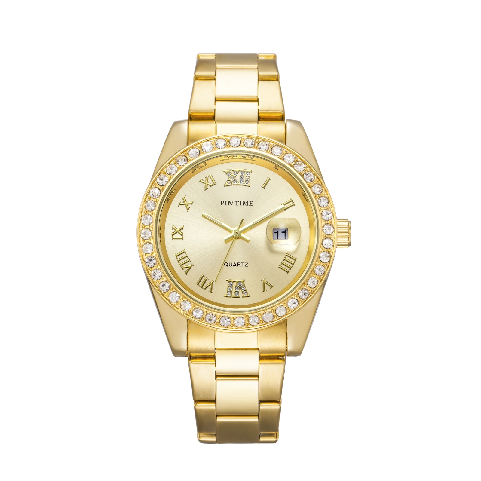 Montres à quartz diamant pour hommes et femmes, grand cadran, horloge de marque de luxe, montre féminine