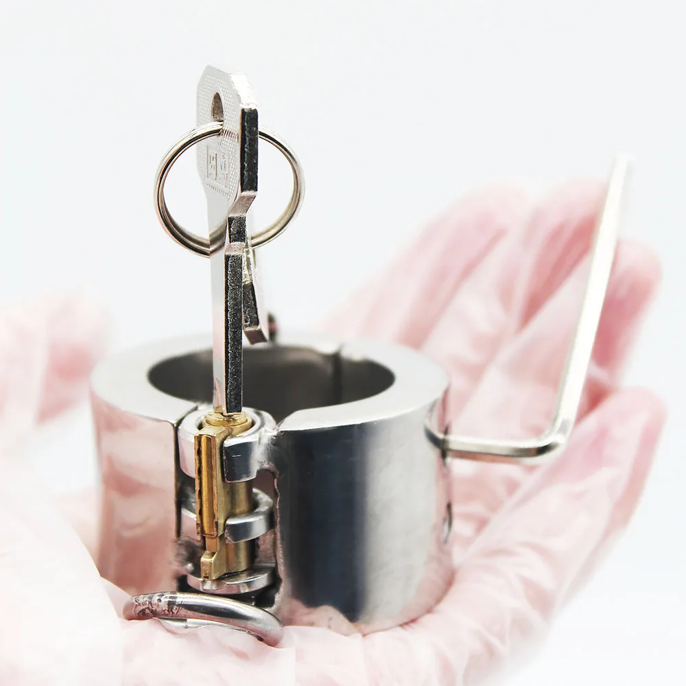 Camilla de bolas de acero inoxidable, dispositivo de jaula de restricción de castidad, anillo Bloqueable, colgante de escroto, retraso de eyaculación, juguete sexual