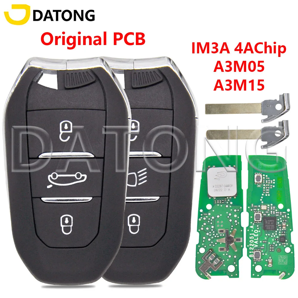 Datong World Original PCB IM3A 4A A3M05/A3M15 Chip 433MHz Proximity Car Remote Key For Peugeot 508 5008 Citroen C3 C4 Opel