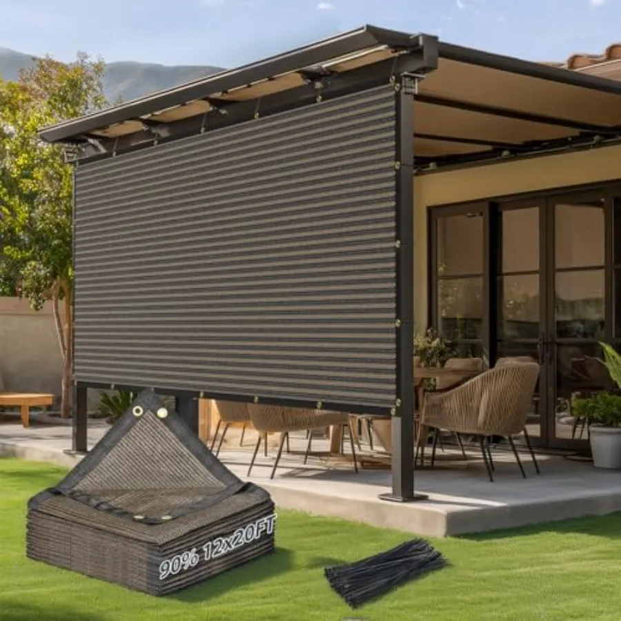 

Garden Sun Shade Cloth for Greenhouse, Plant, Pergola, Patio 90 UV Block, 12x20FT Mesh Tarp, Reinforced Grommets, Black