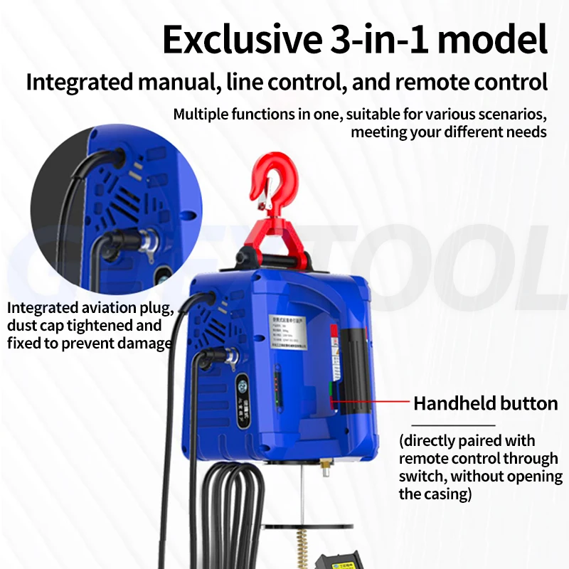 ポータブル電気ホイスト,220V,電気リフティングツール,リフトチェーン付き,家庭用 電動ホイストポータブル電動ホイスト家庭用クレーンリモコンチェーンクレーン電動揚重装置
