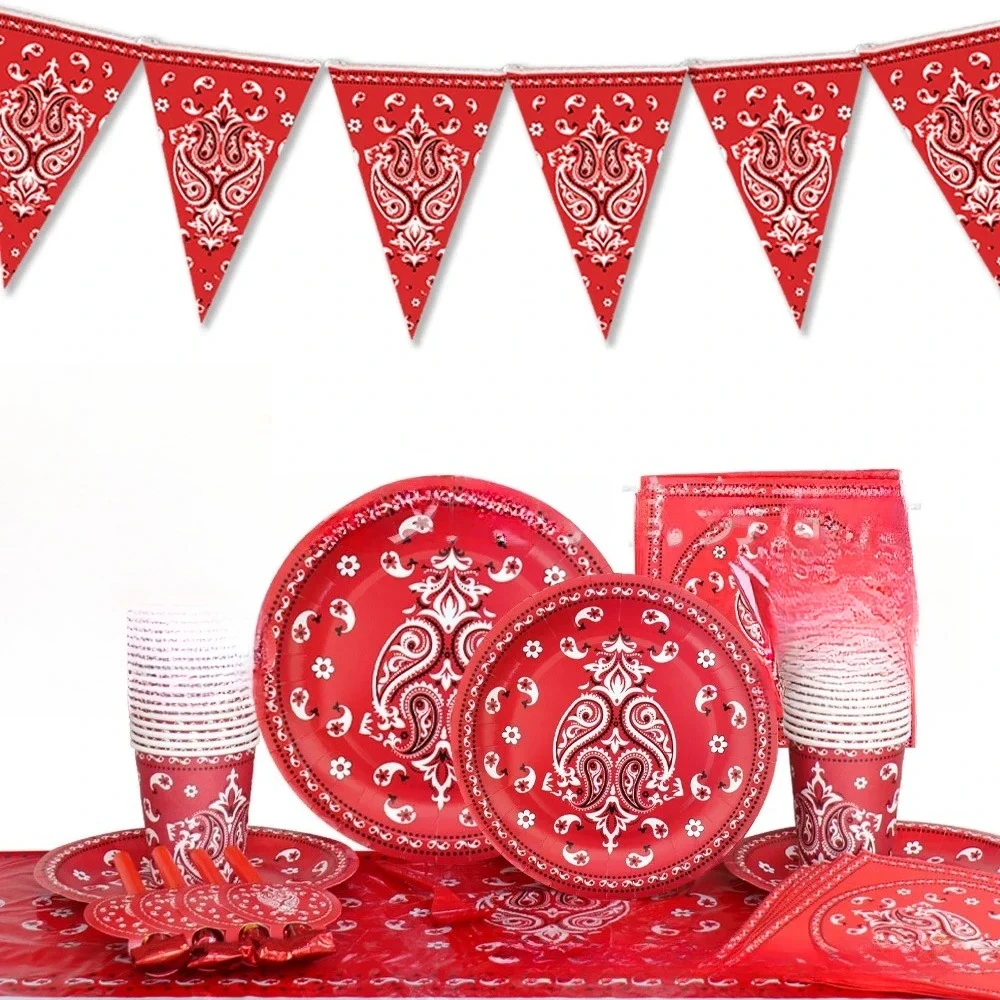 20 Stück Western Cowboy Themed Red Birthday Party Pappteller Tasse Geschirr Dekoration Set Geburtstagsdekoration Partyzubehör
