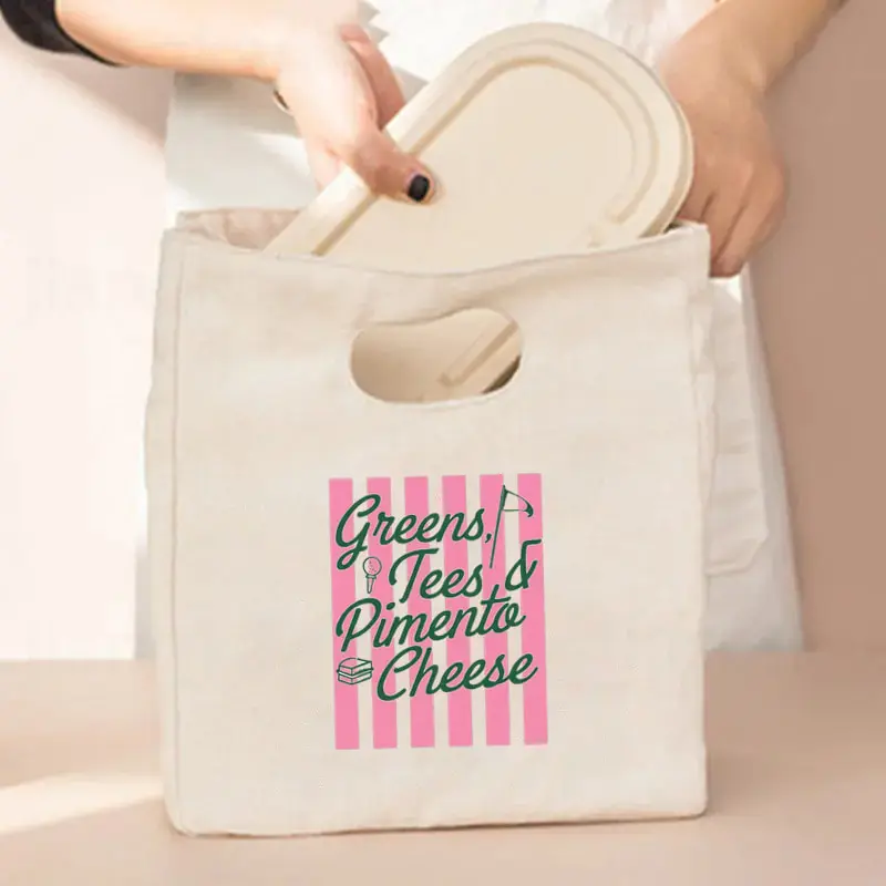 

Masters Inspired Portable Lunch Bag Thermal Insulated Box Handbags Unisex Food Picnic Storage Bags National Golf Club Gifts