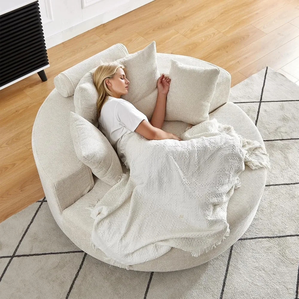 كرسي أسطواني دوار كبير الحجم من تنجيد الشنيل لصالة داخلية مريحة، طراز حديث في أعماق البحار #3