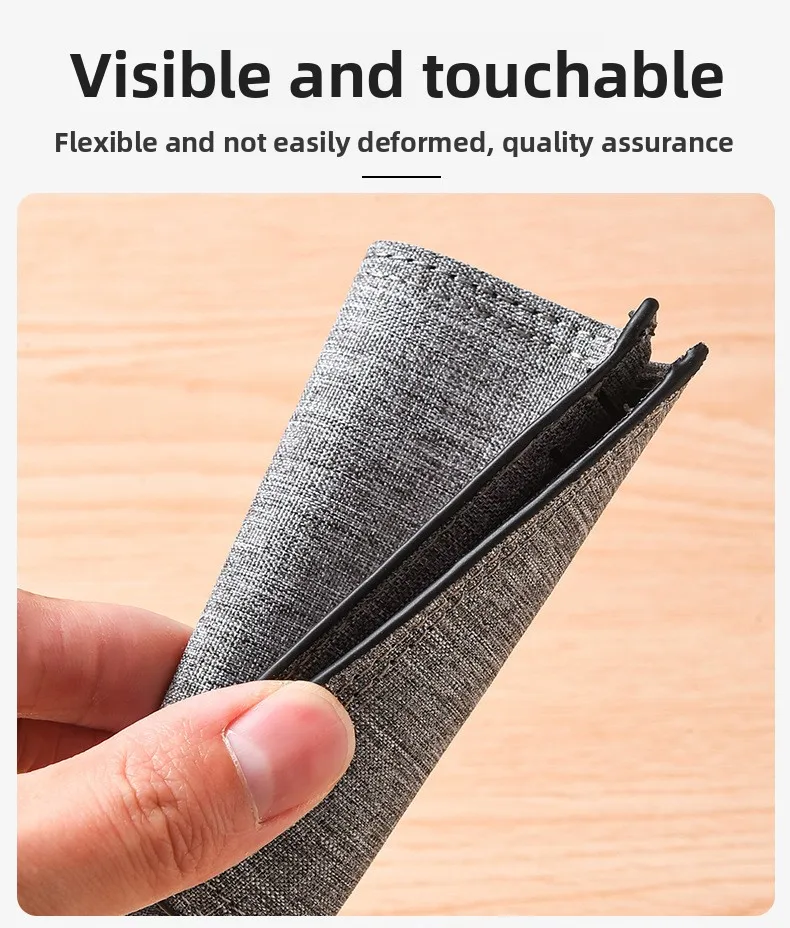 Minimalistische Herren-Geldbörse aus Canvas mit vertikaler Ausrichtung und mehreren Kartenfächern, personalisierte Studentengeldbörse, ultradünne, faltbare kleine Geldbörse. – Detail 6