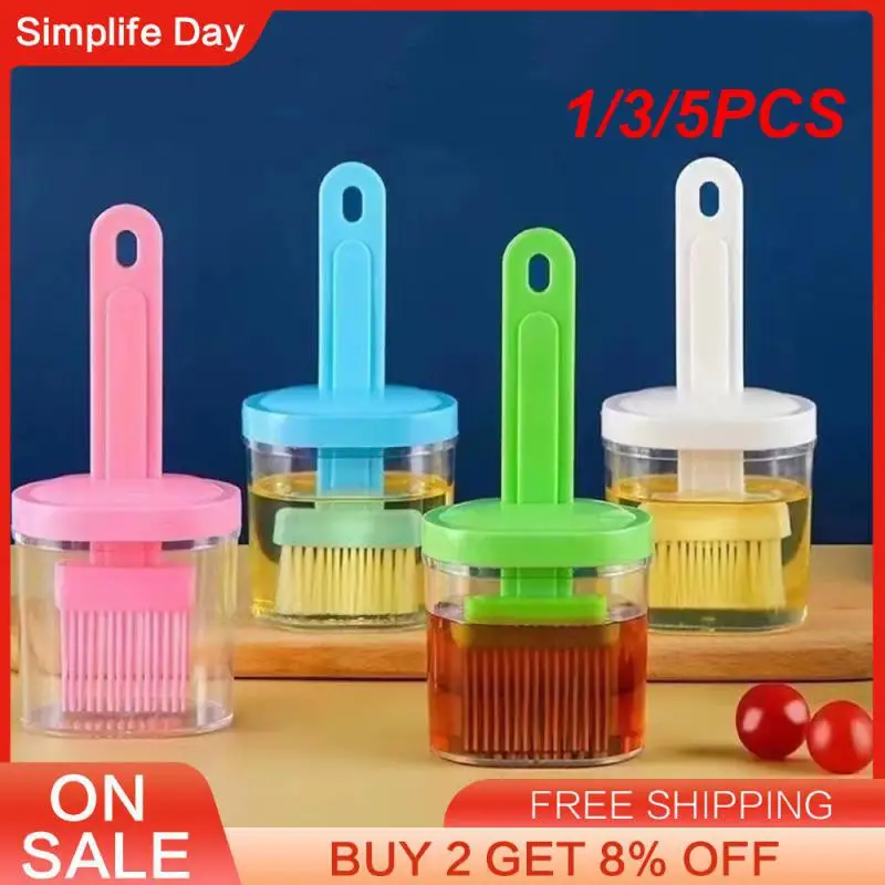 1/3/5PCS Oil Brush With Cover Silicone Fashion Kitchen Tools Oil Bottle Dispenser Barbacoa Accesorios Seasoning Bottle