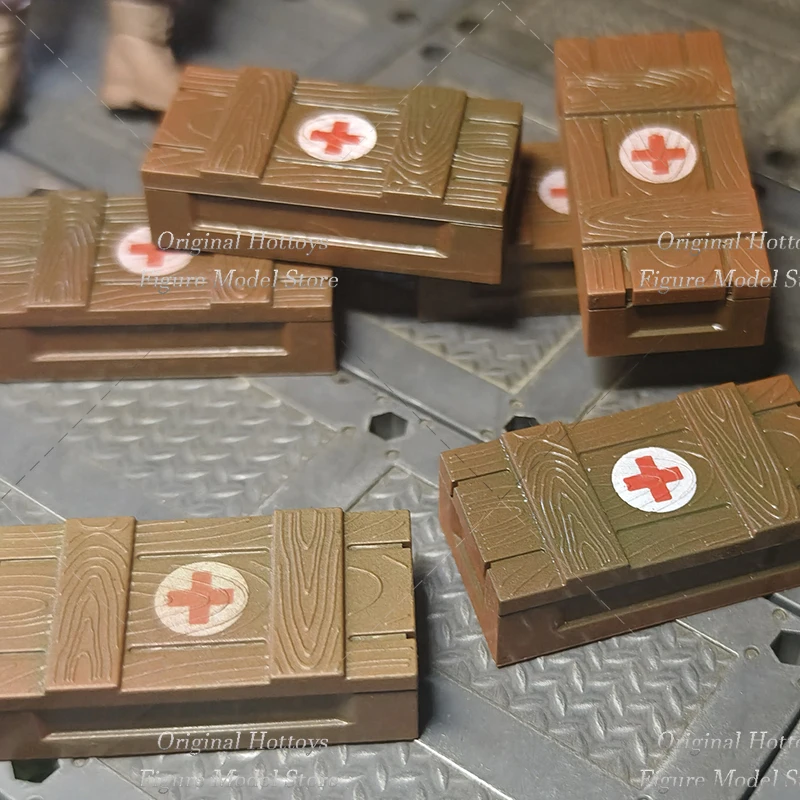 Accessoire de scène de soldat à l'échelle 1/18, Kit de premiers secours militaire, caisse en bois pour figurine d'action de 3.75 pouces, modèle de poupée, jouets, en Stock