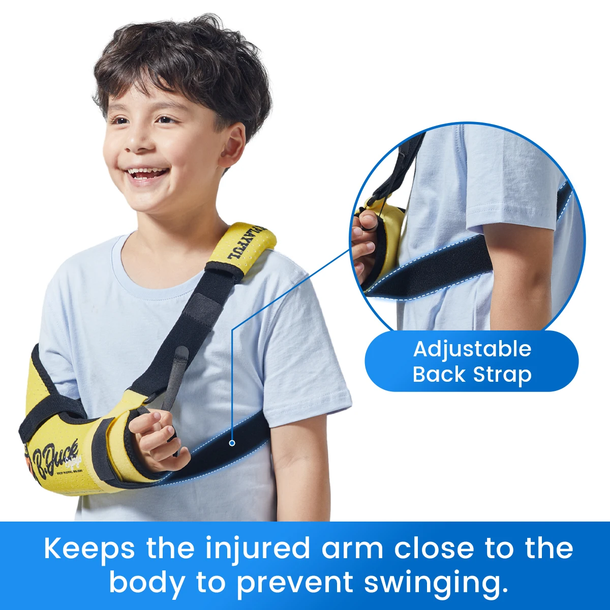 VELPEAU Kids Arm Sling for Broken Forearm, Fracture Shoulder Immobilizer with Waist Strap for Child Skin Friendly and Latex-free